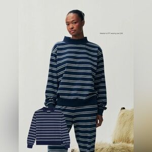 Parke Holiday Striped Mockneck Pullover L/XL